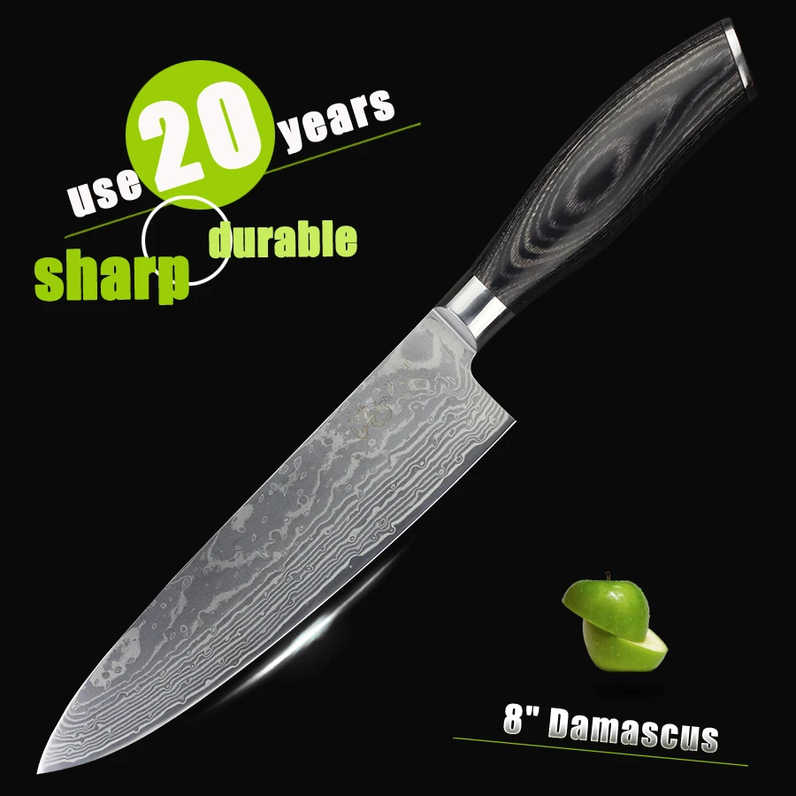  HAOYE damascus chef knife Japanese vg10 steel kitchen knives color wood handle luxury sharp cooking - 32739213431