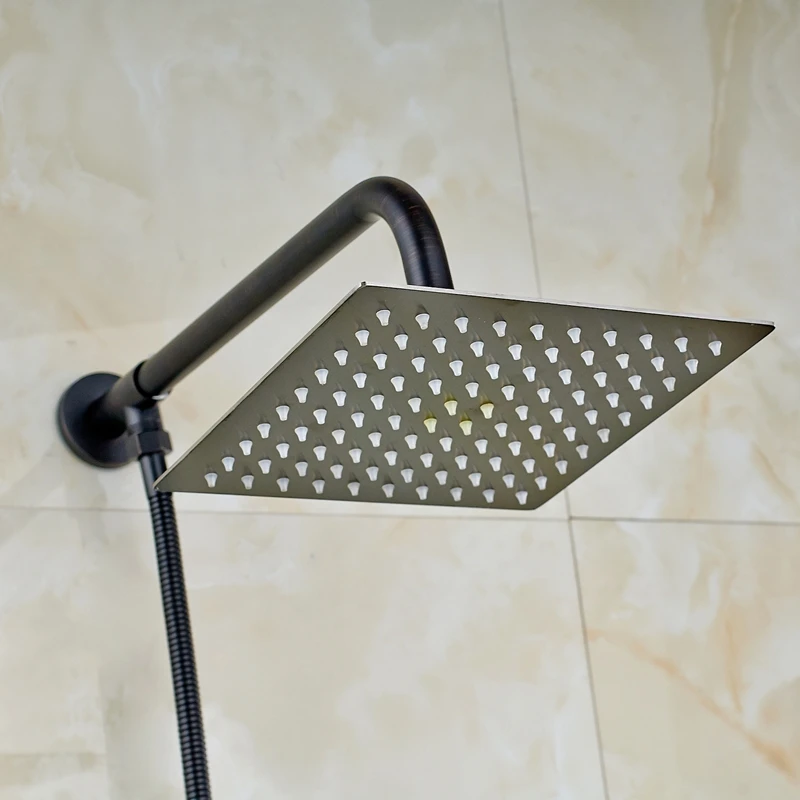 

Oil Rubbed Bronze Square Rainfall Shower Faucet 8 inch Bathroom Shower Head With Shower Arm