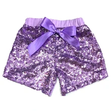 Блестящие шорты с блестками для маленьких девочек, штаны для девочек, с бантом, эластичный пояс, шорты Детская танцевальная одежда для вечеринки