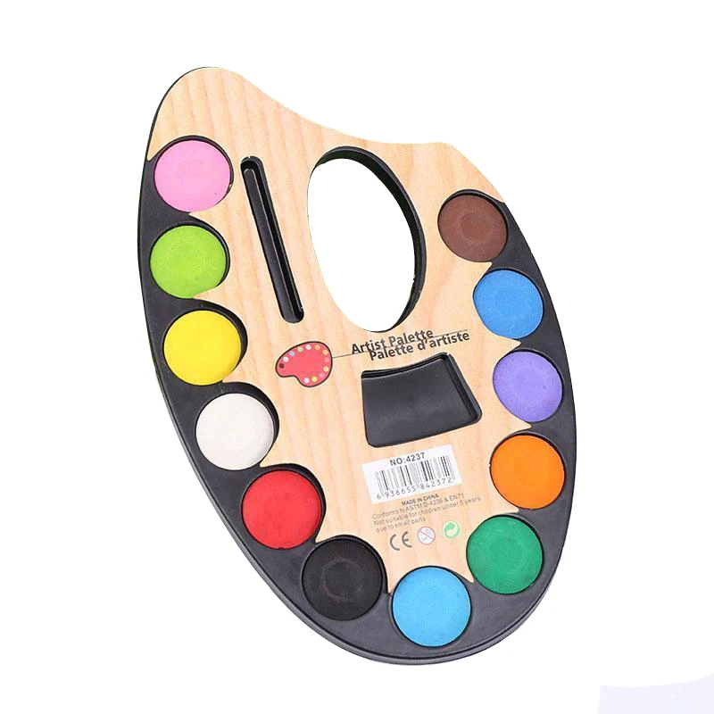 

12 colors Watercolor paint palette box non-toxic powder cake Graffiti painting Solid water color paint for beginner art supplies