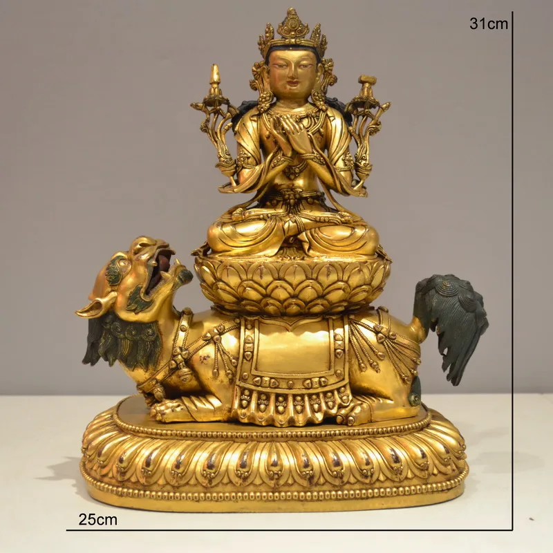 Античная коллекция ручной работы Guanyin Bodhisattva Белая Тара Лев гуаньин Wenshu Puxian Тибет