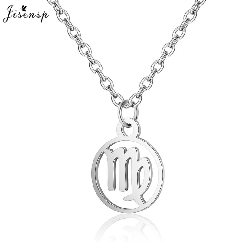 Jisensp круглый знак зодиака 12 Созвездие ожерелье s& ожерелье с подвесками для женщин длинное цепное ожерелье Бижу femme - Окраска металла: XL568S