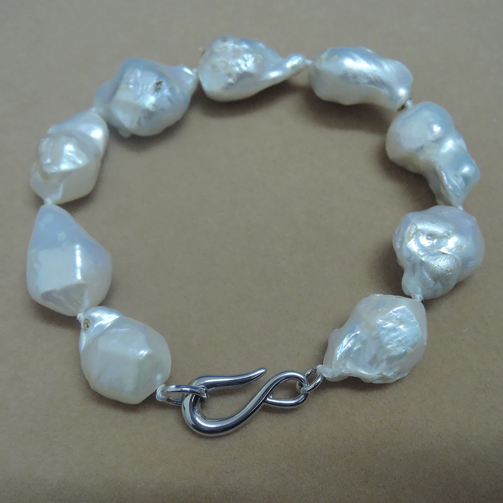 

100% nature freshwater pearl bracelet with big baroque shape-nature colors-13-17 m big baroque pearl