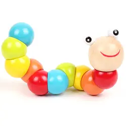 DIY детские дети Twist Caterpillar деревянные игрушки разных цветов гусеницы Shilly насекомые младенческой Развивающие игрушки развивающие подарок