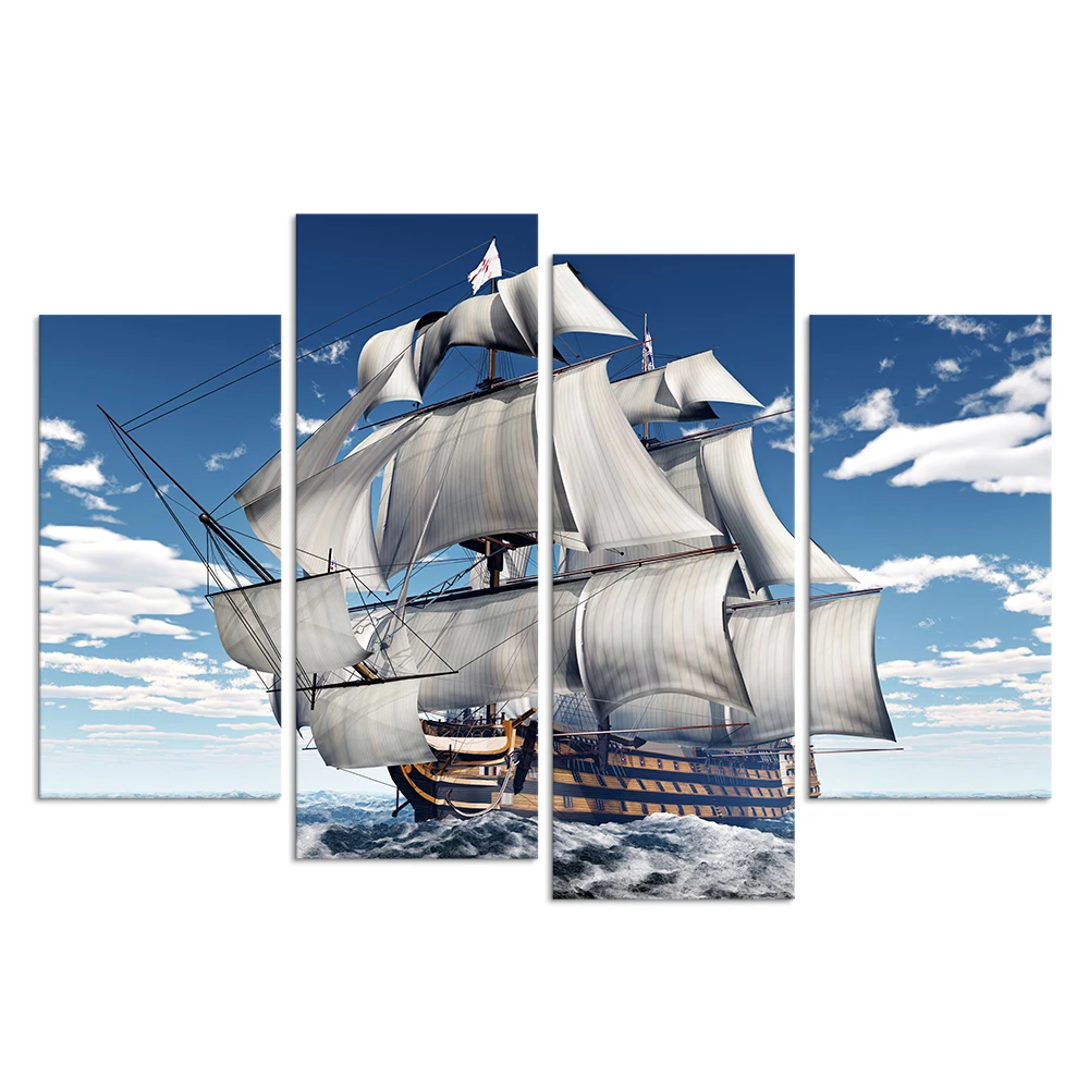3D Wall Art Sailing Canvas Prints Sailboat Picture Hd Canvas Wall