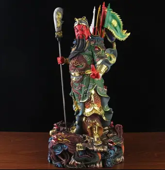 

19" China handmade Resin nine dragon Guanyu sculpture Guan Gong Statue