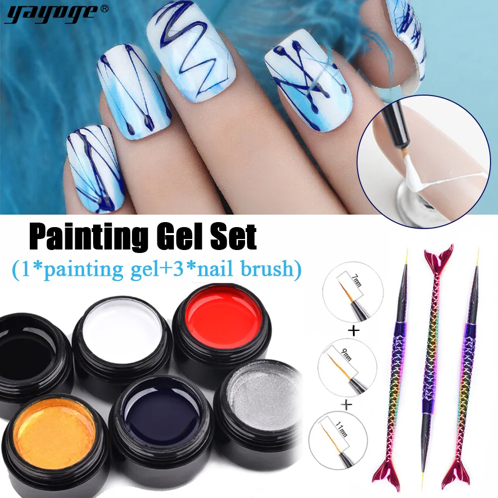 

Yayoge 10ml 2 In 1 Drawing Nail polish Kits Gel Polish Glue Set For Nail Painting gel Art Permanen Vanish