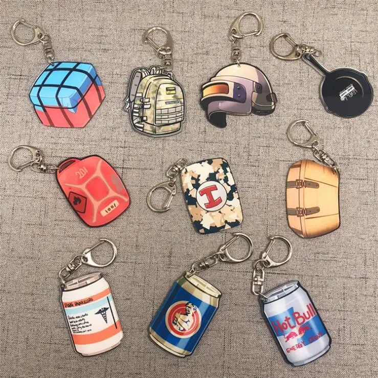 

Jedi PUBG Keychain High grade acrylic Keychain energy drink helmet 3 airdrop Keychain PUBG Battle Grounds