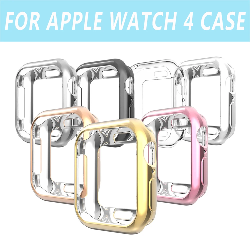 

TPU Protective Case Cover for Apple Watch 4 band 44mm 40mm Iwatch series 4 Replacement Soft Silicone Half Cover Protect shell