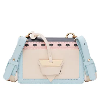 

Womens Crossbody Bag Contrast Color Simple Chain Shoulder Messenger Bags High Quality Casual Female Bags bolsas femininas p