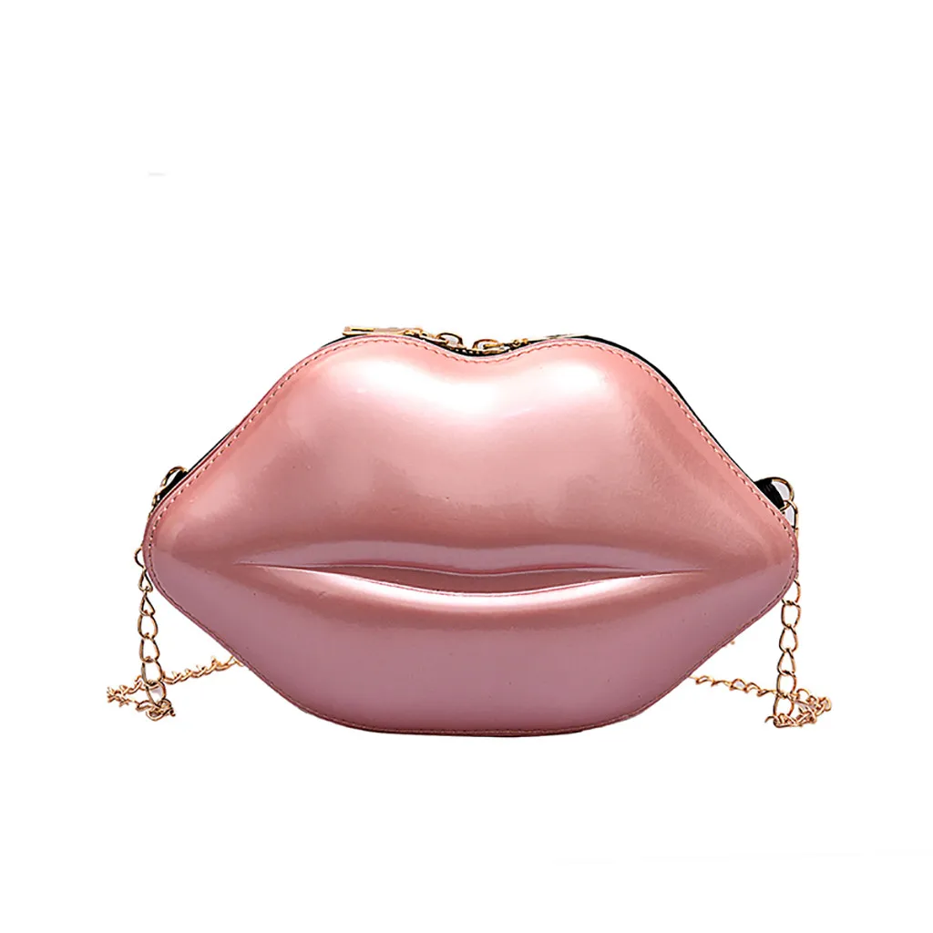 

2019 Women Red Lips Clutch Bag Quality Ladies Fashion Chain Shoulder Bag Bolsa Evening Bag Lips Shape Purse Bolsas Hot