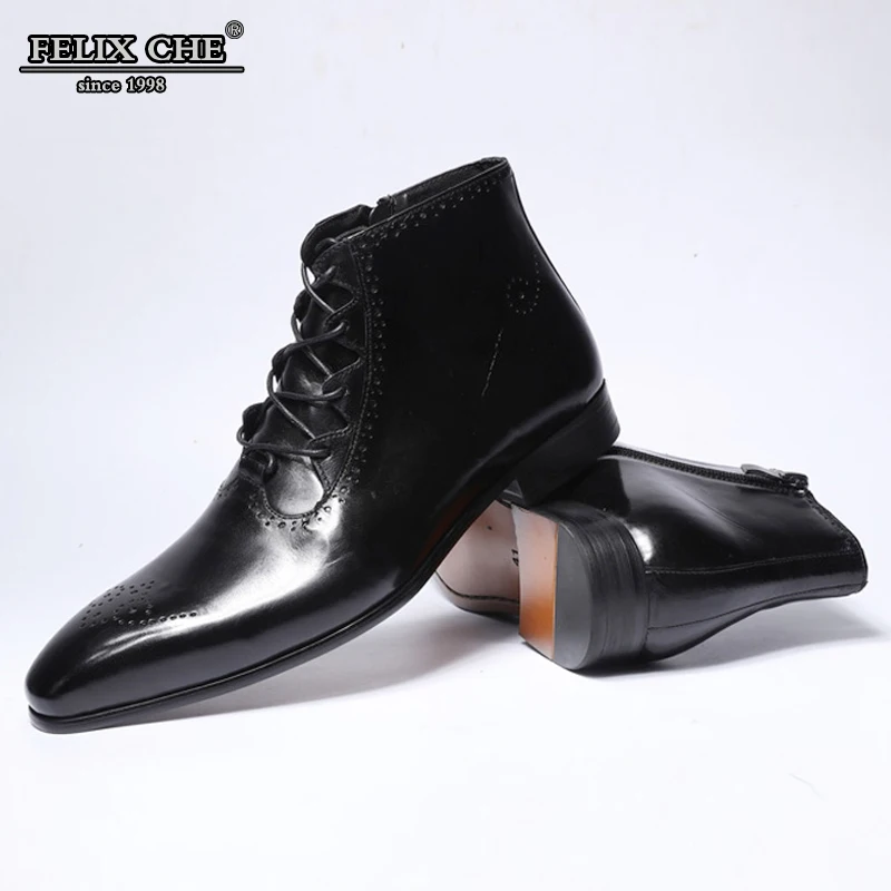 

NEW FASHION LUXURY DESIGN GENUINE LEATHER MEN ANKLE BOOTS HIGH GRADE TOP ZIP LACE-UP MEN DRESS SHOES BLACK BROWN BASIC BOOTS MEN