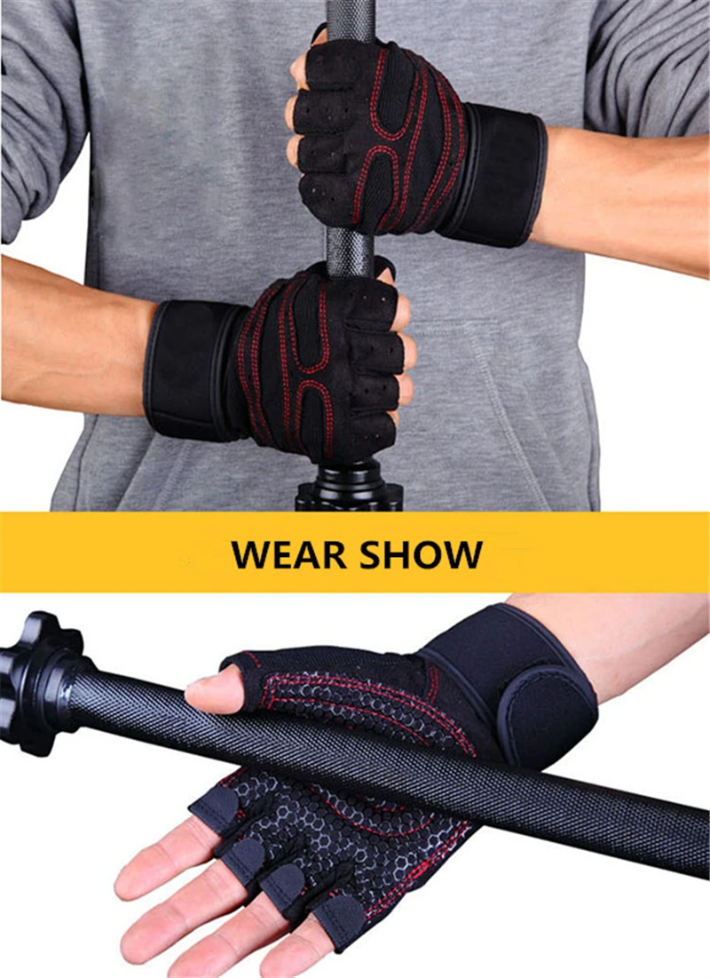 MEEG бренд половина пальца противоскользящие тяжелая атлетика перчатки удлинить браслет защиты Wris тренажерный зал тренировка Бодибилдинг Спорт