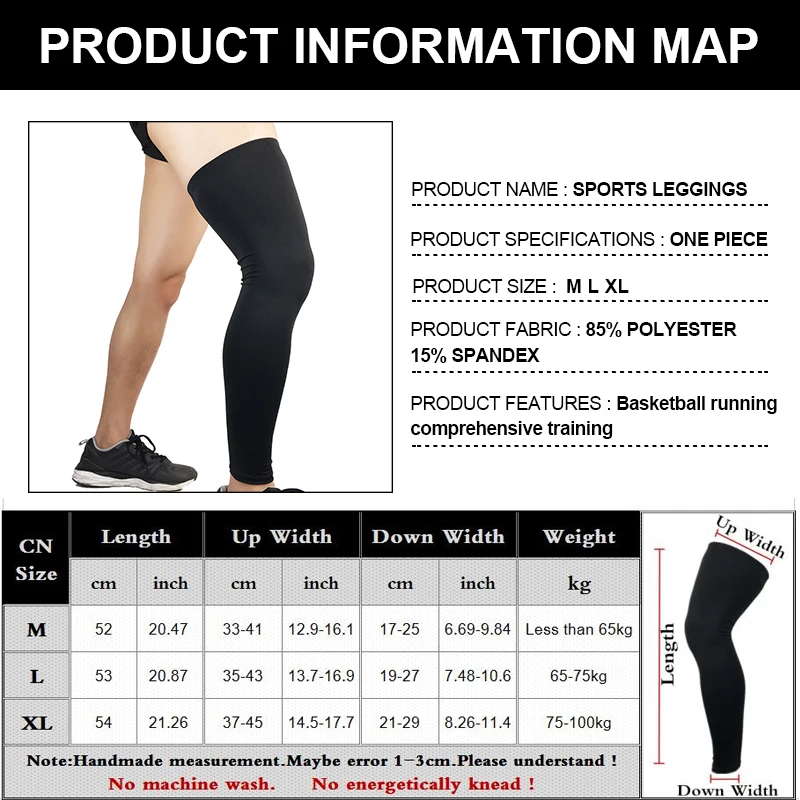 Compression Elastic Silicone Anti skid Long Knee Support Pad Calf Protector Sport Shin Guard Basketball Legs Sleeve Gym Kneepad