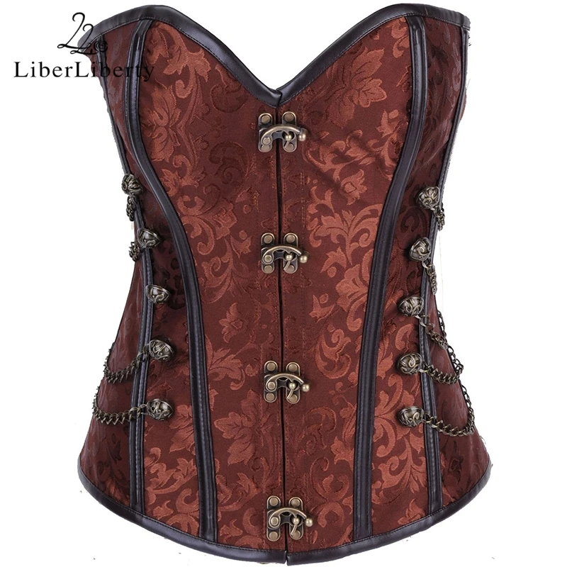 Gothic Cincher Insert Lock Girdles Jacquard Slimming Shaper Punk Style