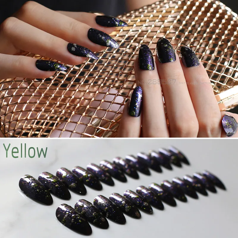 Purple Glitter Space Galaxy Press On Nails Fake Nails Glue On