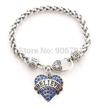 

Believe with blue Crystal Heart Bracelet