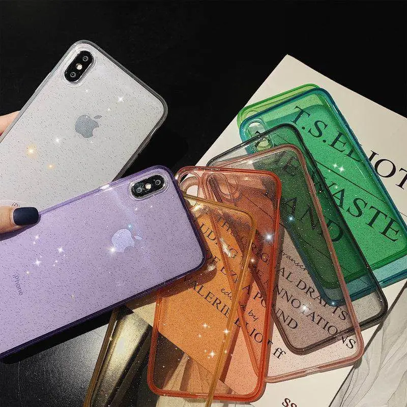 

Glitter Bling Phone Case For iPhone 8 Plus XR X XS XS MAX Cases For iPhone 6 6S Shockproof soft Silicone TPU Cover Capa Coque
