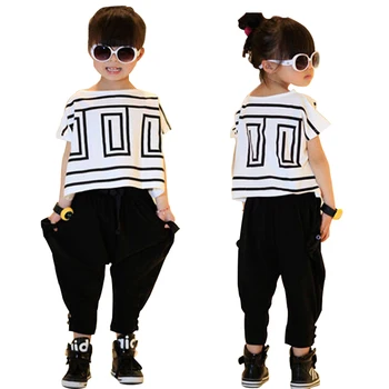 

2-13Y Teenage Girls Casual Outfit Summer Print T-Shirt + Harem Pants 2pcs Children's Sports Suit Clothes Kids Clothing Baby Set