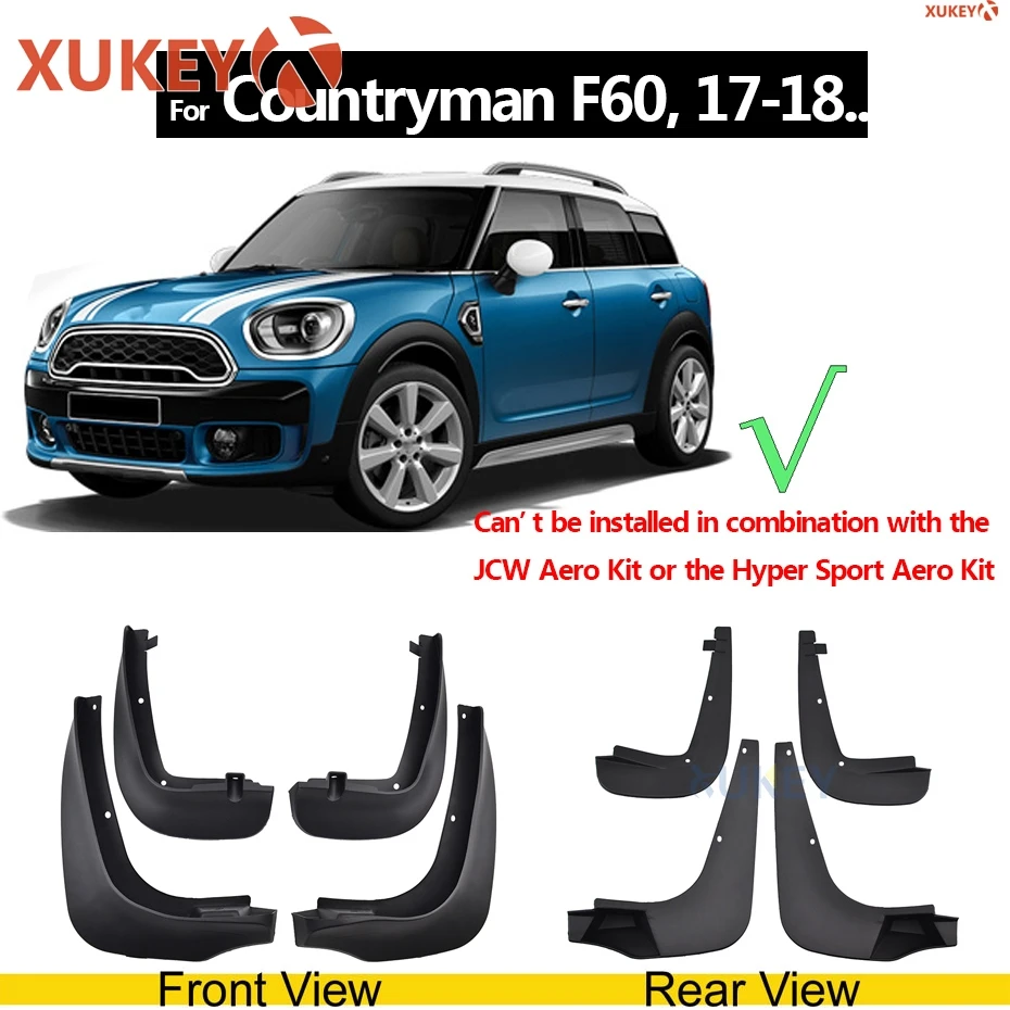 Автомобильные Брызговики Xukey для Mini Countryman F60 R60 Cooper Clubman R55 2008- Брызговики Передние Задние - Цвет: Countryman F60 17-18