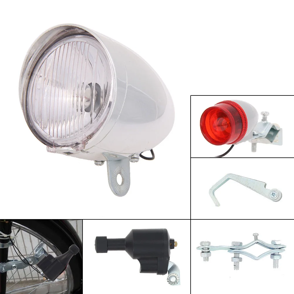 6V 3W Bicycle Dynamo Lights Set Safety No Batteries Needed Headlight