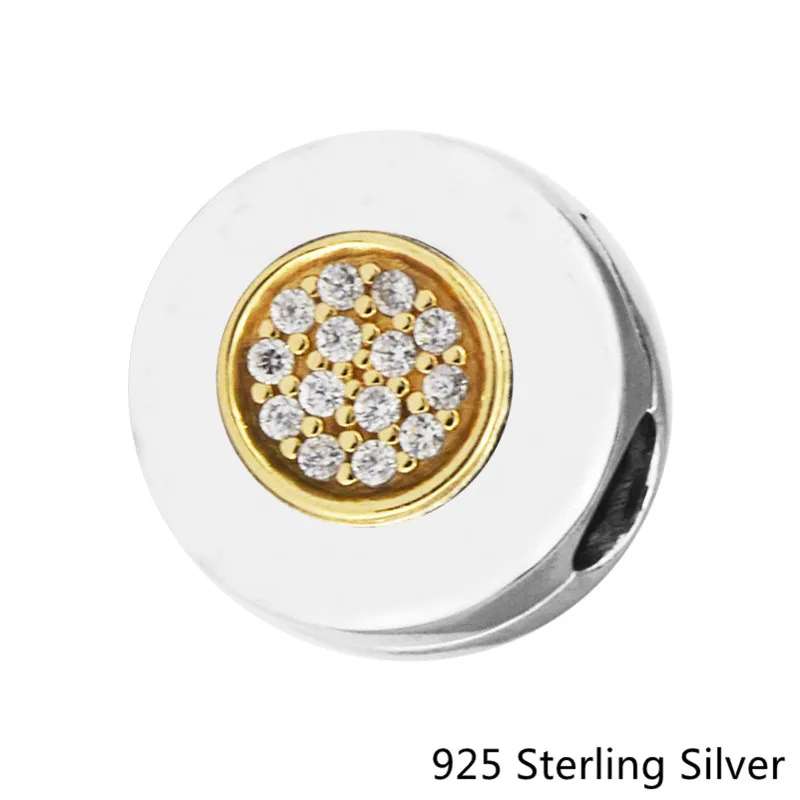 

CKK Authentic 925 Sterling Silver Jewelry 14K Gold Signature Clip Fashion Charms Beads Fits Pandora Bracelets