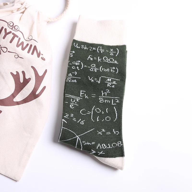 Мода Граффити Математика молоко полосатый для мужчин удобные носки из хлопка хип хоп Новинка Забавные Дизайн черный, красный унисекс носки