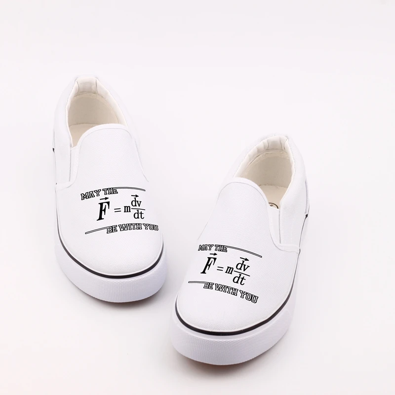

Top Brand Mathematics Elements Printed Canvas Shoes Graffiti Science Graphics Hip Hop Women Girls Flat Loafers Big Size Slip On