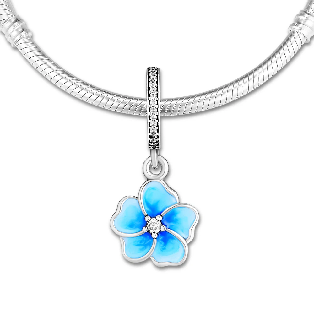 

Fits for Pandora Charms Bracelets Poetic Blooms Beads with Pale Blue Enamels 100% 925 Sterling Silver Jewelry Free Shipping
