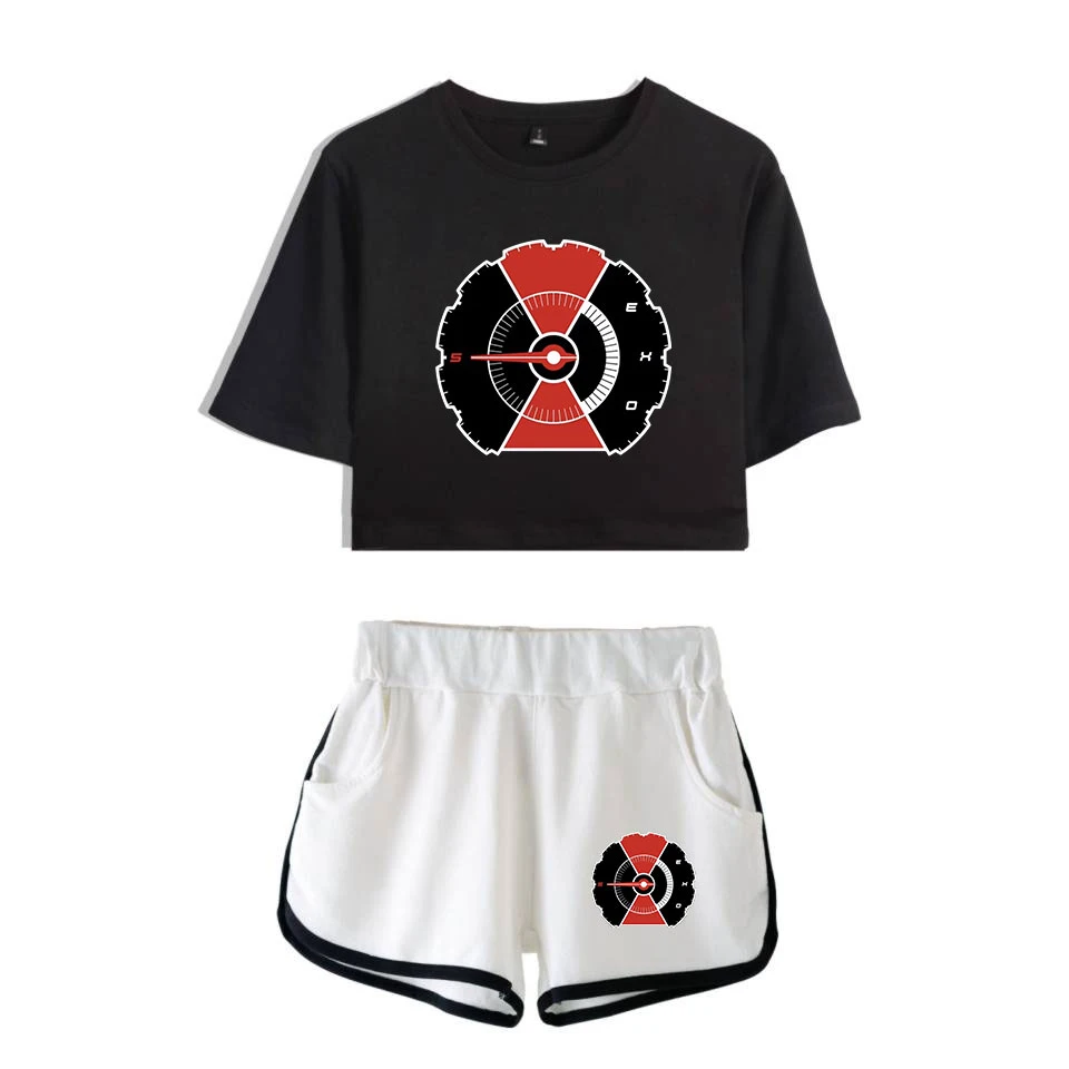 Frdun Tommy EXO 2018 новый летний укороченный топ для девочек из двух частей короткая