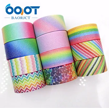 

OOOT BAORJCT G-18424-6 25mm 10yards flash Ribbons Thermal transfer Printed grosgrain Wedding Accessories DIY handmade material