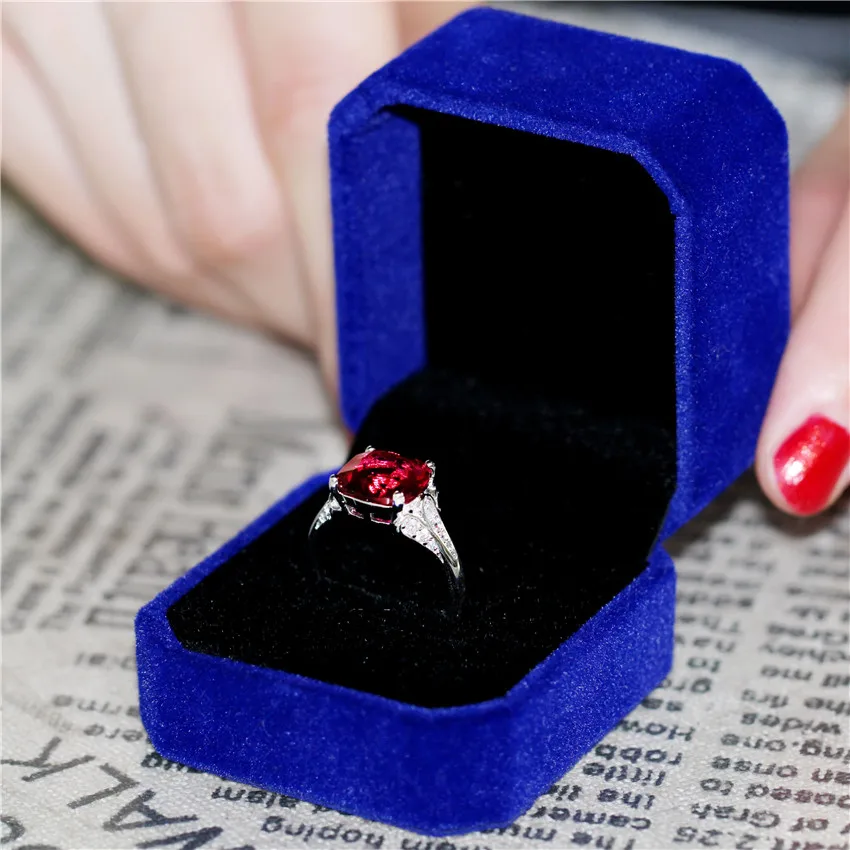 Uloveido Wedding Rings for Women Silver Color Engagement Ring Female Red Crystal Ringen Sale Bijoux Anel bague femme 15%Off Y146