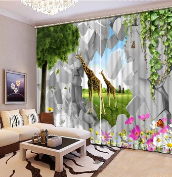 

3D Printing Curtains Lifelike Room Decorations Blackout Cortians Beautiful Full Light Shading Bedroom Livng Room Curtains CL-211