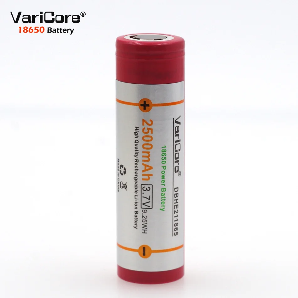 6 шт.. Новый varicore HE2 18650 Li-Ion Батарея 3.7 В 2500 мАч может содержать электронные
