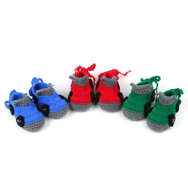 Обувь для маленьких мальчиков с мультяшным автомобилем; вязаные ботиночки ручной работы; детские мокасины на мягкой подошве; 10 см