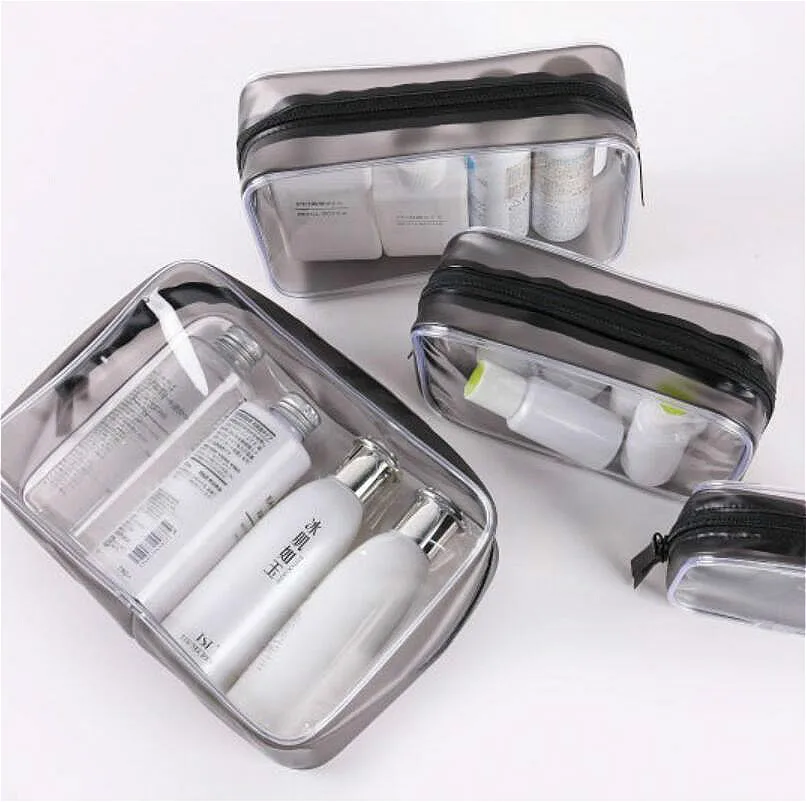 Classic Transparency Storage Bag Wash Cosmetics Supplies Luggage Organizer Bathroom Travel PVC Portable Packing Waterproof Bags