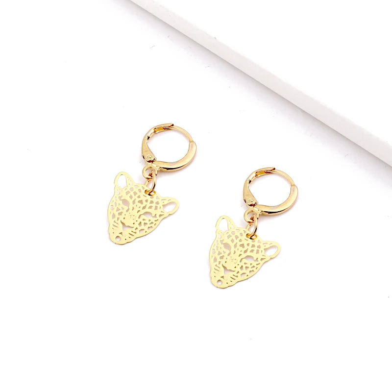 Charm Europe Hollow Leopards Head Hoop Earrrings Round Gold Silver Animal Earring Women Jewelry Boho Small Metal Earrings (2)