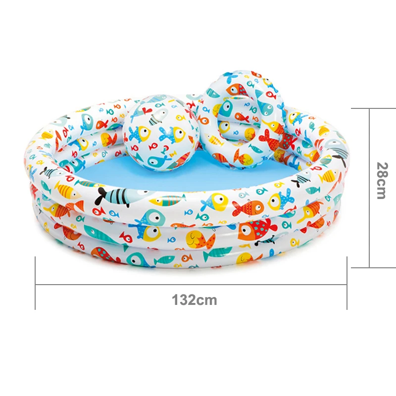 Inflatable Foldable Swimming Pool with Swim Ring Beach Ball Set Kids Water Play Mat Swim Rug Game Fun Toys For Baby Seaside (2)
