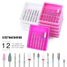 6pcs/set Super ceramic carbide milling cutter nail drill bits silicone polishing cuticle skin clean tool Electric manicure drill