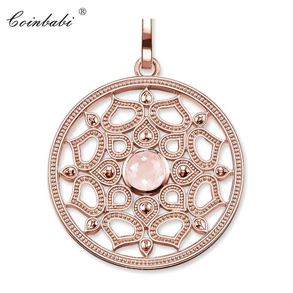 

Pendant Pink Lotus Flower Small & Rose Gold-color For Women Trendy Silver Gift Thomas Style High Quality Pendant Wheel Of Karma