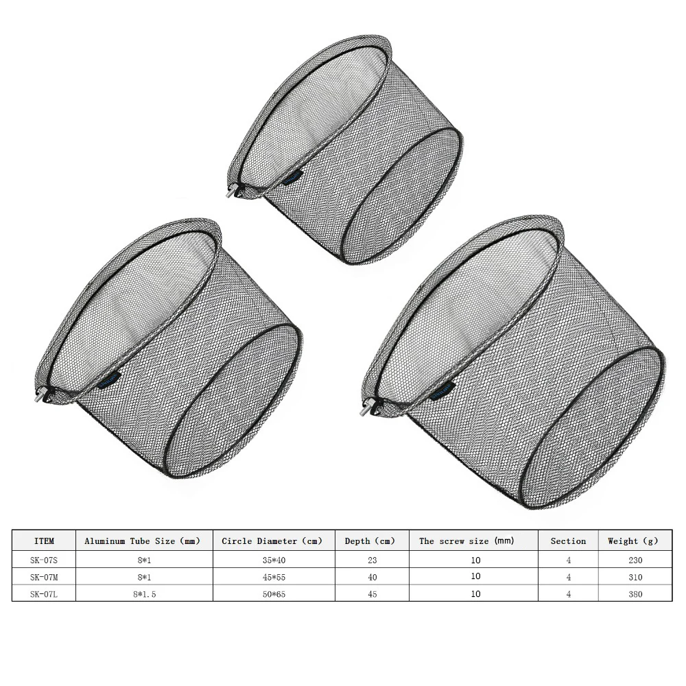 Портативная рыболовная сеть, складная прорезиненная нейлоновая сетка 10 мм, глубина резьбы, алюминиевая рама, кольцо, складной рыболовный сачок, сачок