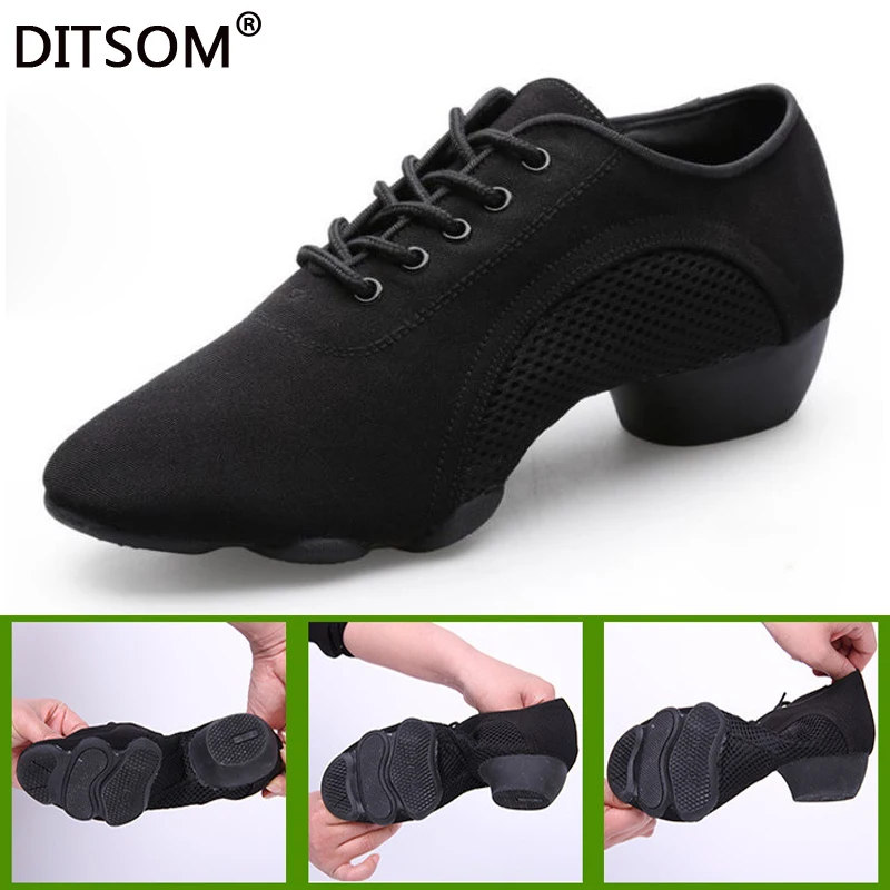 

Breathable Mesh and Cloth Upper Split Rubber Sole Dance Jazz Sneakers Latin Dance Shoe Tango Salsa Dance Shoes Plus Size 31-46