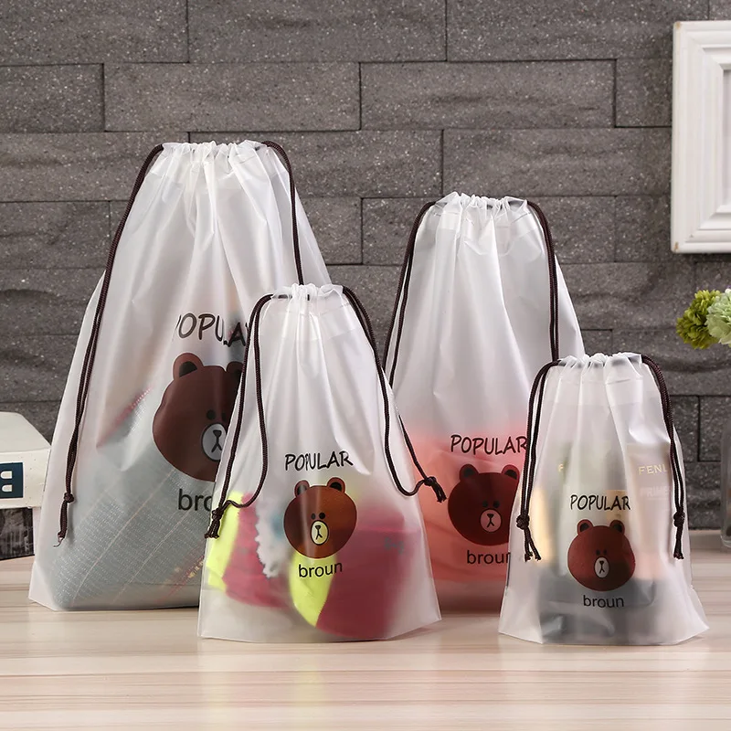 

Travel Accessories Drawstring Packing Organizer Cute Brown Bear Transparent Cosmetic Bag Bath Storage Pouch toiletry Bag