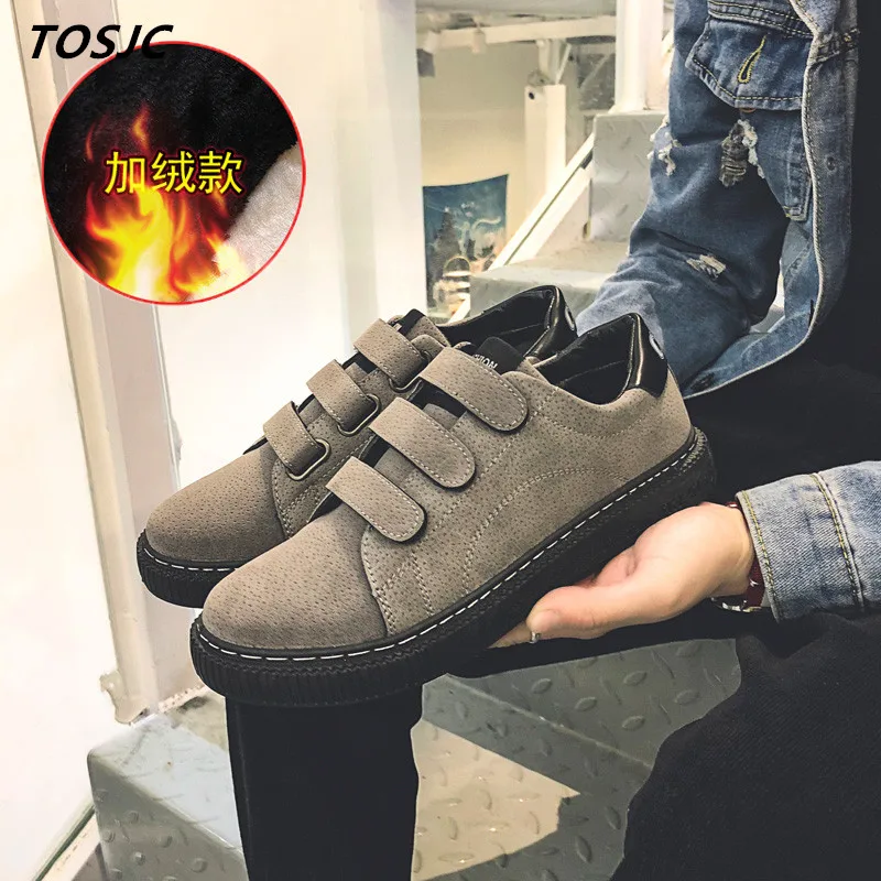 

TOSJC Man Casual Sneaker Vulcanized Shoes Zapatos Hombre Male Casual Shoes Sapato Masculino Hook Loop Teengae Shoes