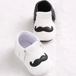 Мода Борода кожа детские мокасины для мальчиков и девочек кисточкой обувь белые первые ходоки ботинки мягкая подошва для новорожденных