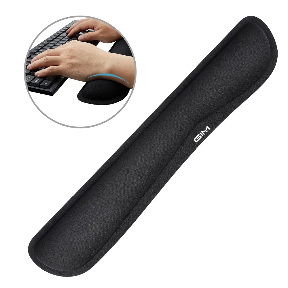 GIM WaveRest Gel Wrist Pad for Keyboard Black Lightweight Mouse Silica