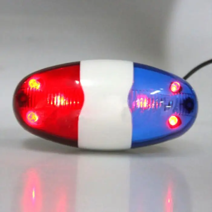 Top Newly Bicycle 6 Flashing LED 4 Sounds Police Siren Trumpet Horn Bell Bike Rear Light 10