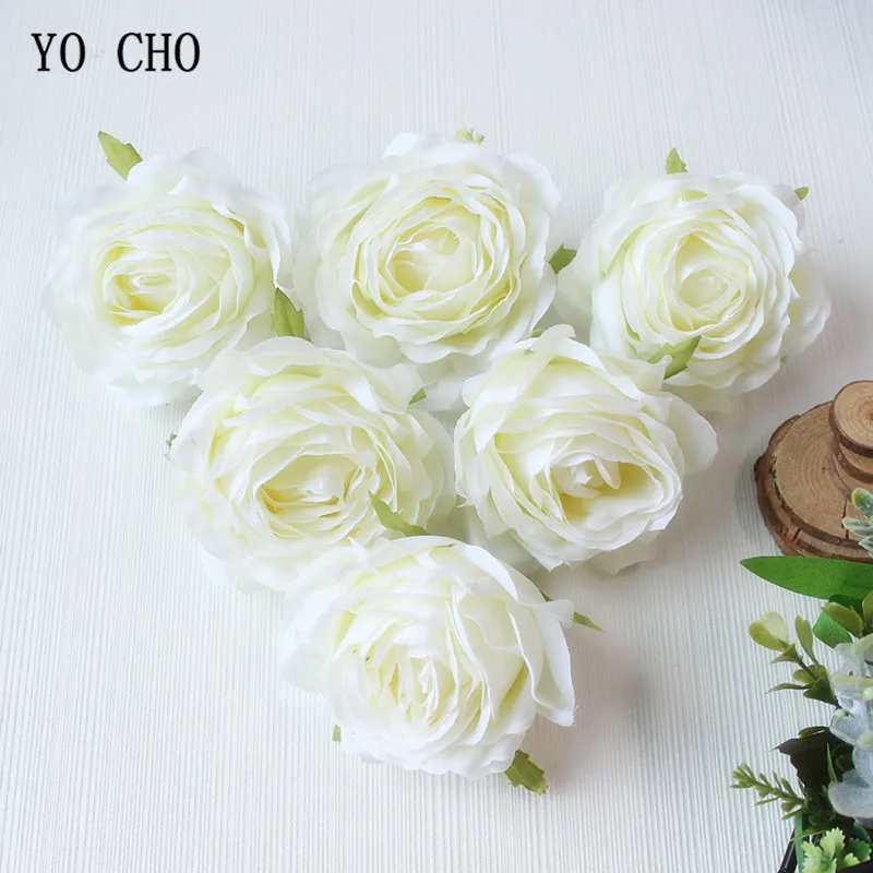  Red Rose Artificial Flower Head White Pink Silk Peony Big Flower Heads Wedding Party Decoration Fake Flowers Diy Wreath  (145)