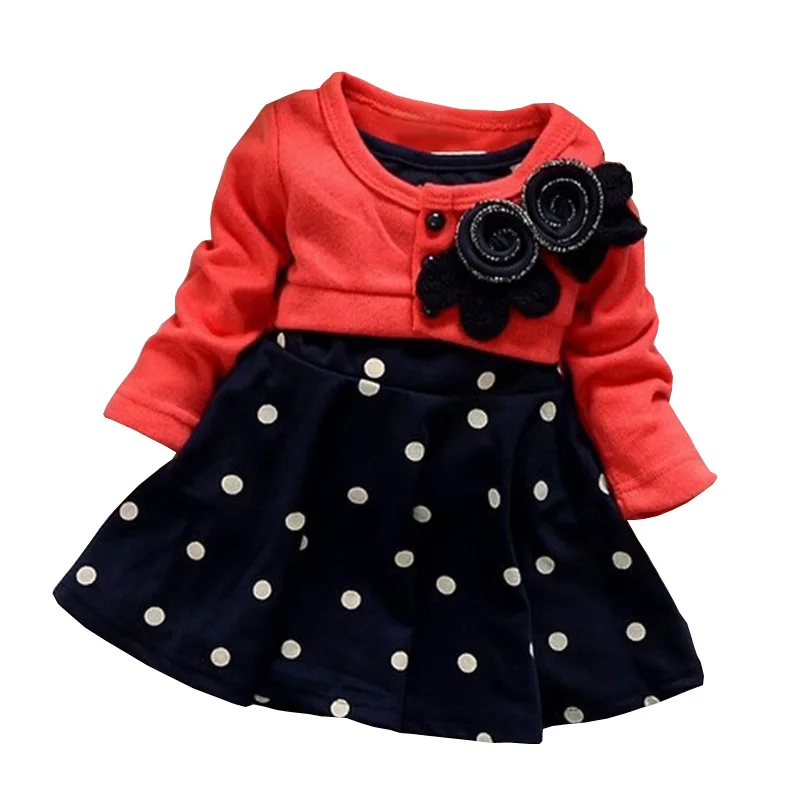 BibiCola/платье для малышей Одежда для девочек милое детское платье принцессы в горошек платье для маленьких девочек платье для дня рождения для малышей - Цвет: red