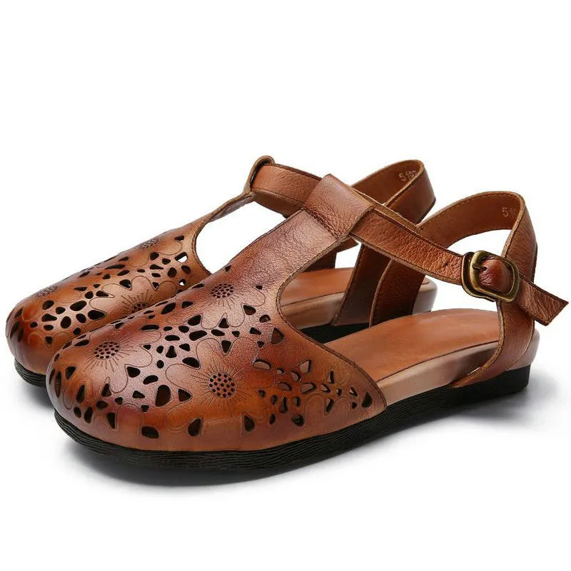 Summer-2018-New-Woman-Soft-bottom-Hollow-out-in-baotou-Sandals-Fashion-comfortable-flat-sandals-leather (2)